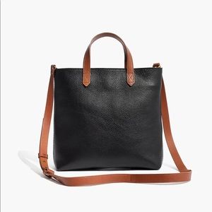 Madewell transport leather purse; black + tan, LIKE NEW!